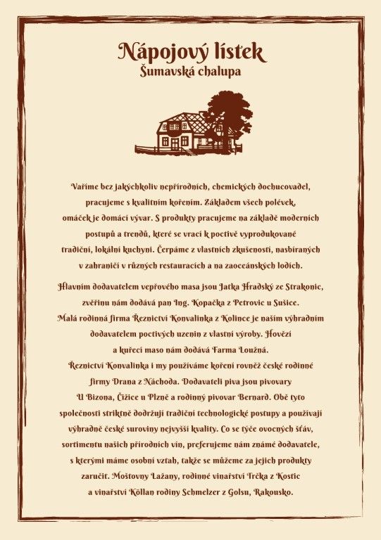 Nápojový lístek Nápojový lístek